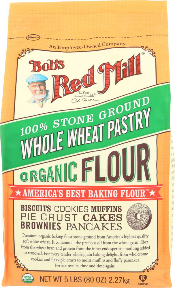 BOB'S RED MILL: 100% Stone Ground Whole Wheat Pastry Organic Flour, 5 lb - Vending Business Solutions