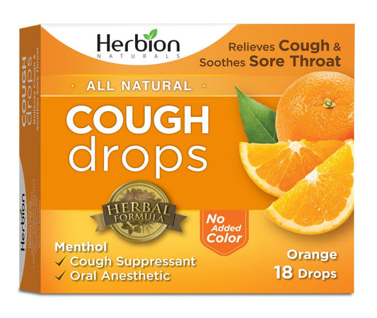 HERBION NATURALS: Cough Drops Orange, 18 pc - Vending Business Solutions