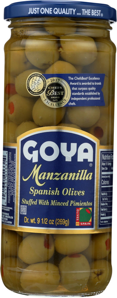 GOYA: Manzanilla Stuffed Spanish Olive, 9.5 oz - Vending Business Solutions
