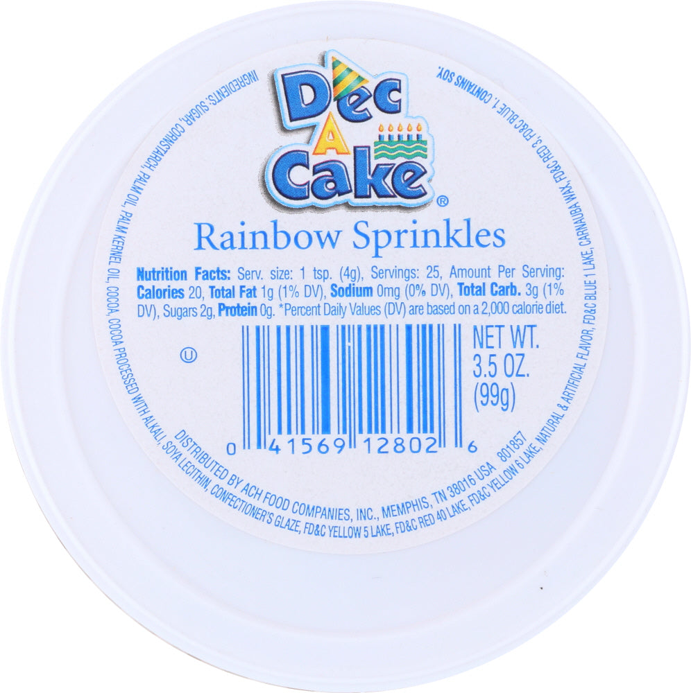 DEC A CAKE: Rainbow Sprinkles Cup, 3.5 oz - Vending Business Solutions