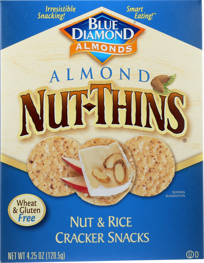 BLUE DIAMOND: Almond Nut-Thins Nut & Rice Cracker Snacks, 4.25 oz - Vending Business Solutions