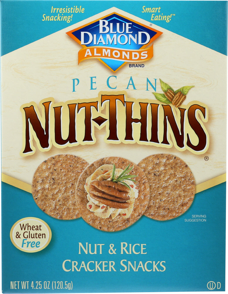 BLUE DIAMOND: Pecan Nut-Thins Nut & Rice Cracker Snacks, 4.25 oz - Vending Business Solutions
