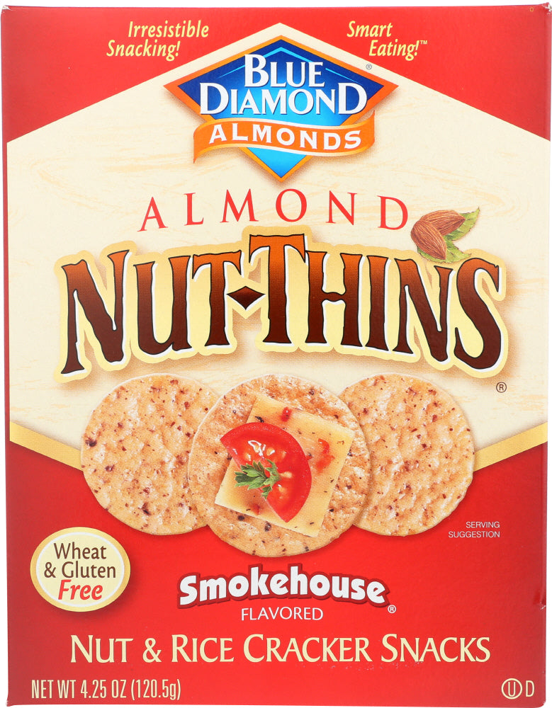 BLUE DIAMOND: Natural Almond Nut-Thins Cracker Snacks Smokehouse, 4.25 oz - Vending Business Solutions