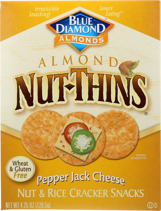 BLUE DIAMOND: Almond Nut-Thins Cracker Snacks Pepper Jack Cheese, 4.25 oz - Vending Business Solutions
