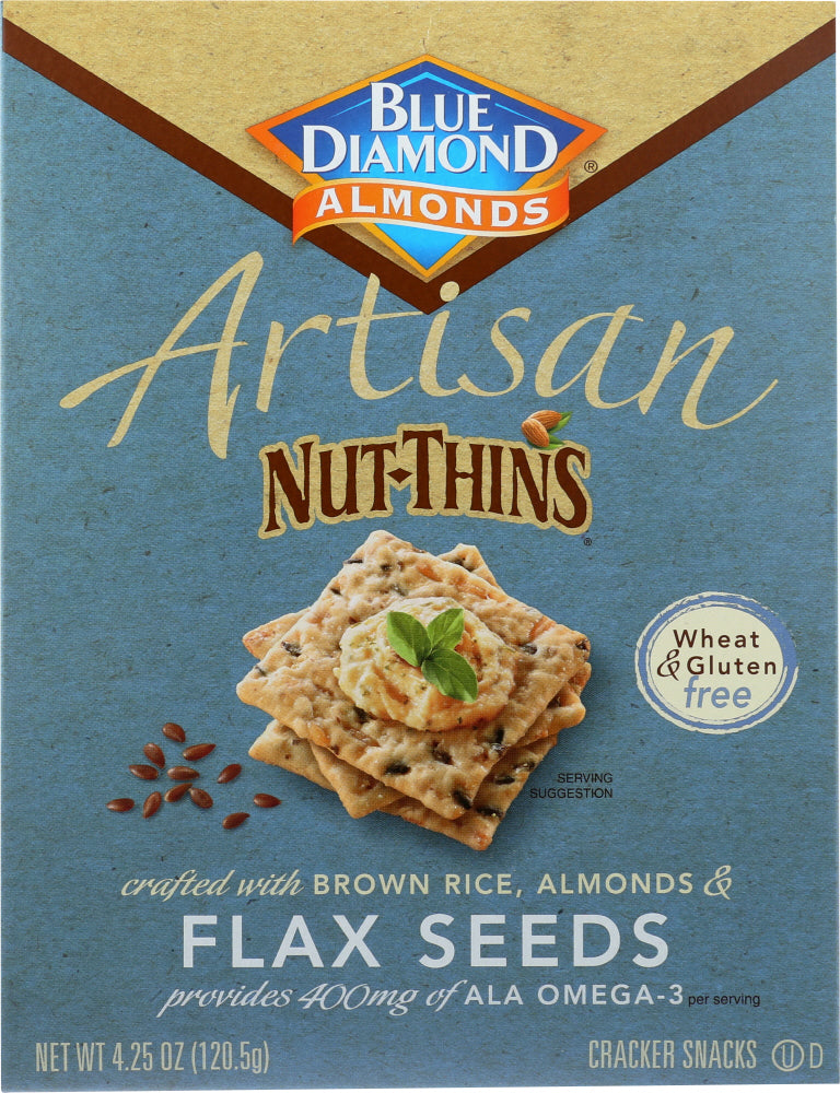 BLUE DIAMOND: Nut Thins Artisan With Almonds & Flax, Wheat & Gluten Free, 4.25 oz - Vending Business Solutions
