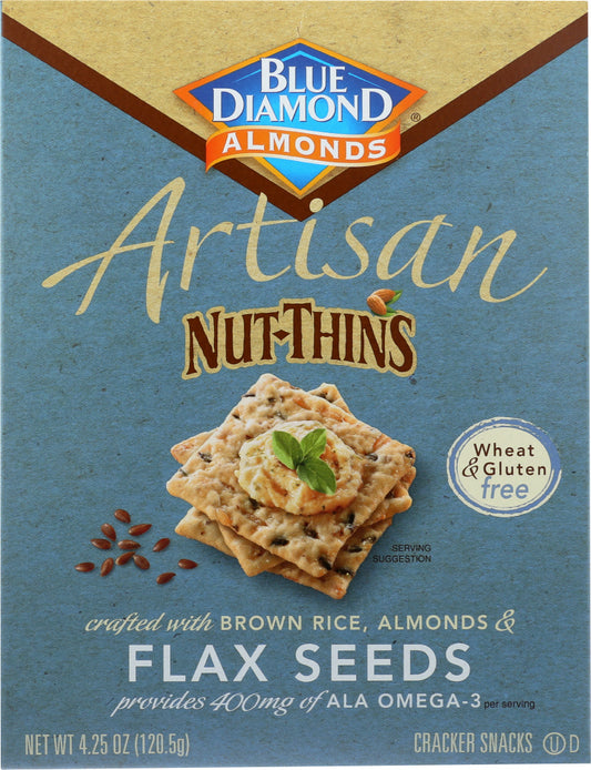 BLUE DIAMOND: Nut Thins Artisan With Almonds & Flax, Wheat & Gluten Free, 4.25 oz - Vending Business Solutions