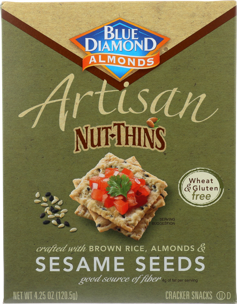 BLUE DIAMOND: Nut Thins Artisan With Almonds & Sesame Seeds, Wheat & Gluten Free, 4.25 oz - Vending Business Solutions