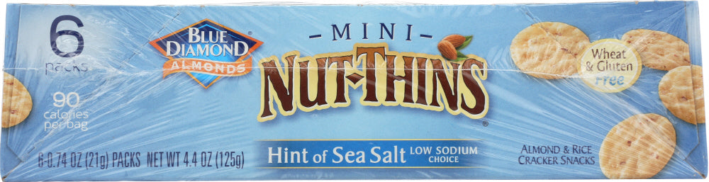 BLUE DIAMOND: Almonds Hint of Sea Salt Mini Nut Thins Pack of 6, 4.44 oz - Vending Business Solutions