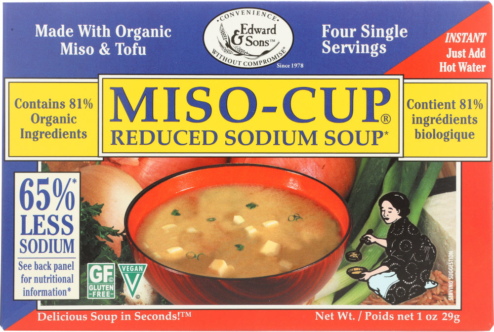EDWARD & SONS: Miso Cup Mix Reduced Salt Organic 3-4 P, 1 oz - Vending Business Solutions