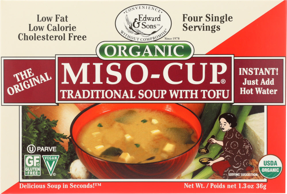 EDWARD & SONS: Organic Gluten Free Miso-Cup Natural / Instant 4 Pack, 1.3 oz - Vending Business Solutions