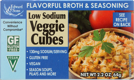 EDWARD & SONS: Bouillon Cube Gluten Free Low Sodium Veggie, 2.2 oz - Vending Business Solutions