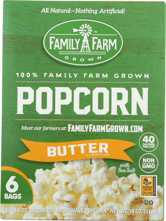 FAMILY FARM GROWN: Microwave Butter Popcorn 6 Count, 18 oz - Vending Business Solutions