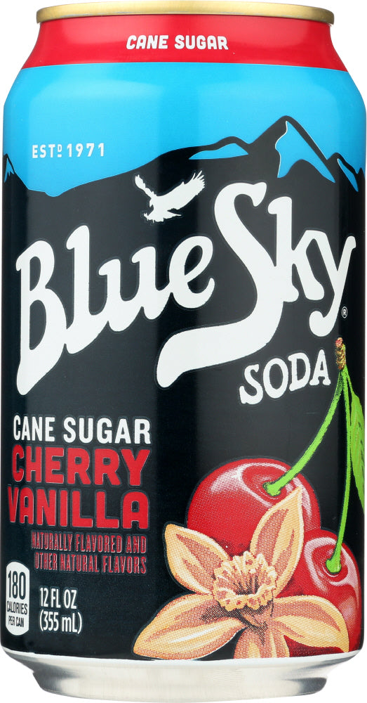 BLUE SKY: Cane Sugar Soda Cherry Vanilla 6-12oz, 72 oz - Vending Business Solutions