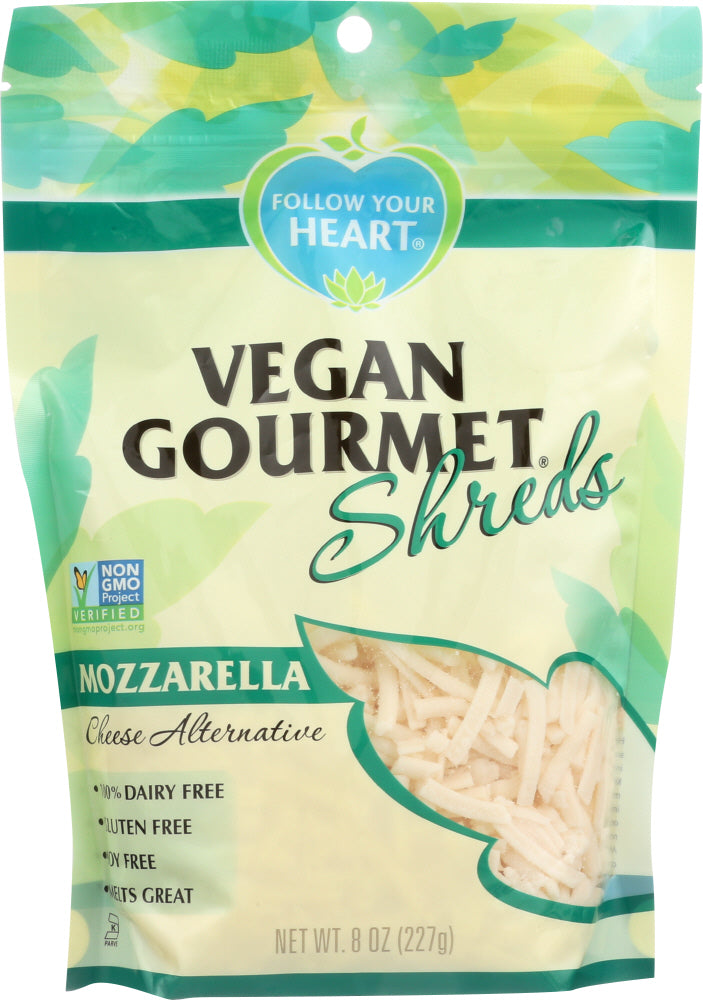 FOLLOW YOUR HEART: Mozzarella Cheese Alternative Shreds, 8 oz - Vending Business Solutions