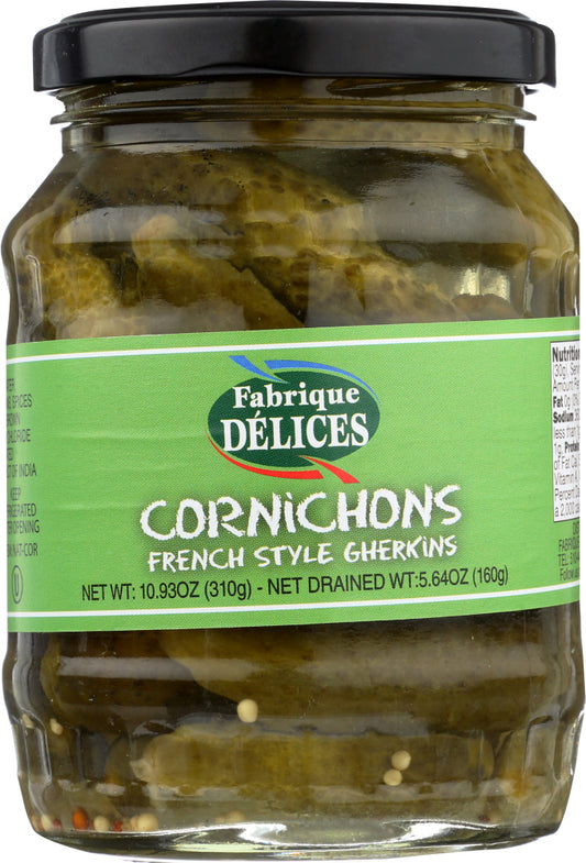 FABRIQUE DELICES: Cornichons French Style Gherkins Glass Jar, 10.93 oz - Vending Business Solutions