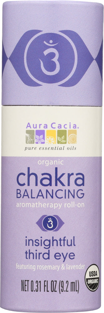 AURA CACIA Organic Insightful Third Eye Chakra Balancing Roll On, 0.31 oz - Vending Business Solutions