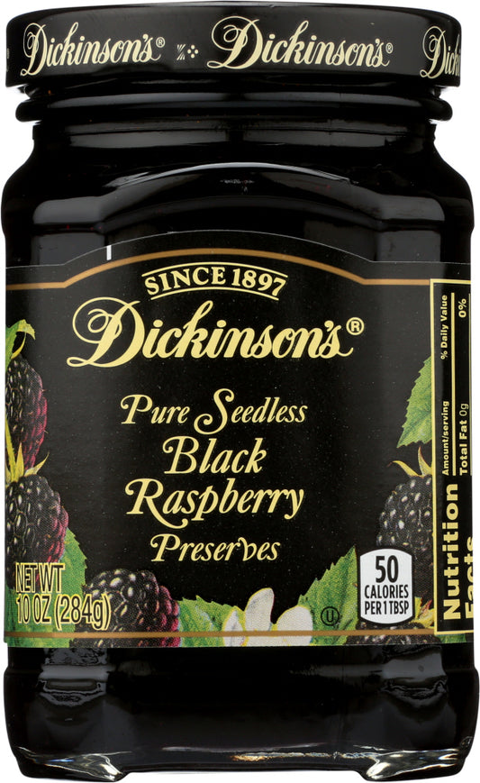 DICKINSON'S: Pure Seedless Black Raspberry Preserves, 10 Oz - Vending Business Solutions