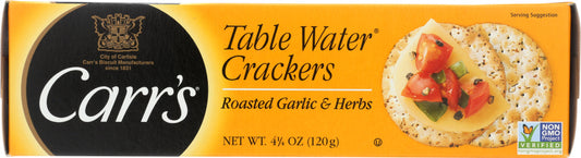 CARRS: Table Water Crackers Roasted Garlic and Herb, 4.25 oz - Vending Business Solutions