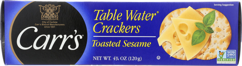 CARRS: Table Water Crackers Toasted Sesame, 4.25 oz - Vending Business Solutions
