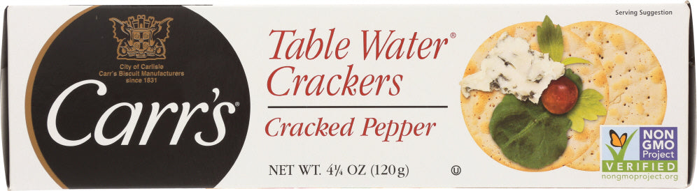 CARRS: Table Water Crackers Cracked Pepper, 4.25 oz - Vending Business Solutions