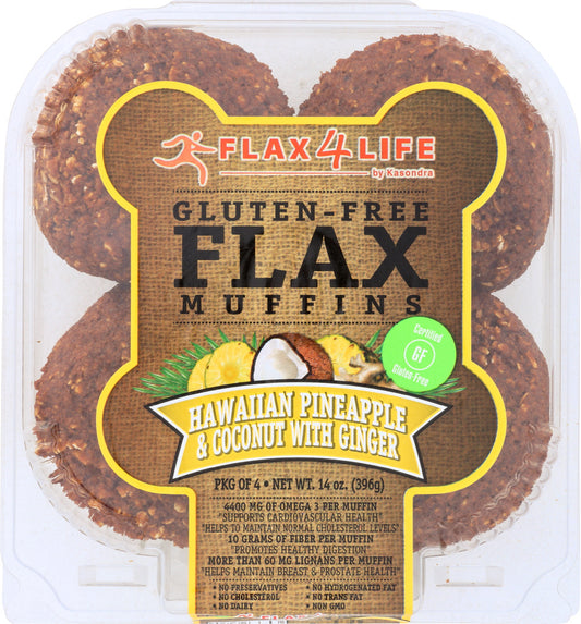 FLAX4LIFE: Frozen Hawaiian Pineapple and Coconut with Ginger Flax Muffins, 14 oz - Vending Business Solutions