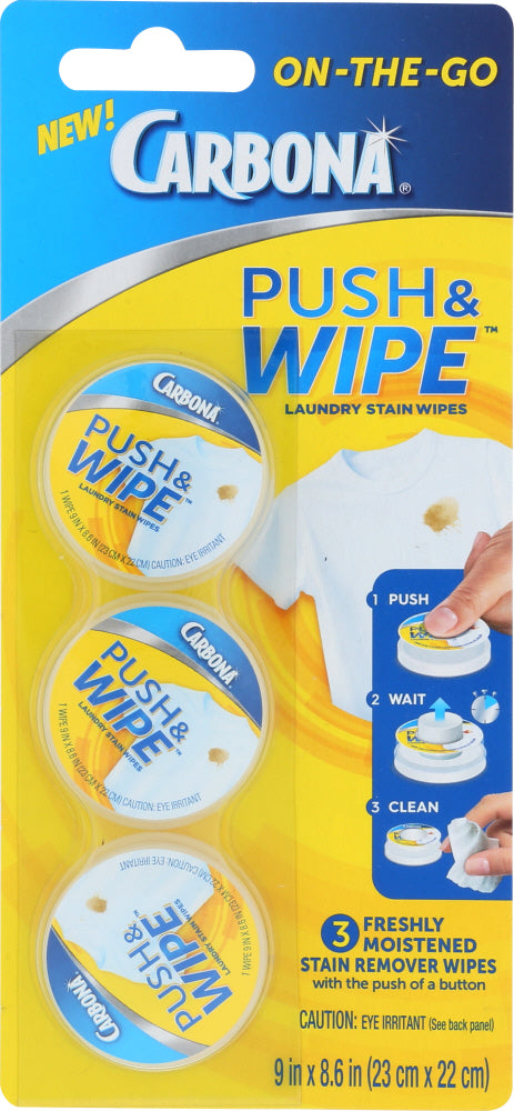 CARBONA: Stain Remover Push and Wipe, 3 pk - Vending Business Solutions