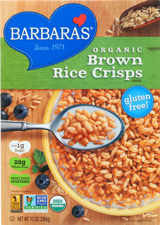 BARBARA'S: Organic Brown Rice Crisps Cereal, 10 oz - Vending Business Solutions