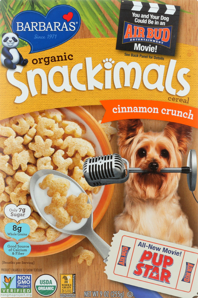 BARBARAS: Organic Snackimals Cereal Cinnamon Crunch, Non GMO, Whole Grain, Vegan, 9 oz - Vending Business Solutions