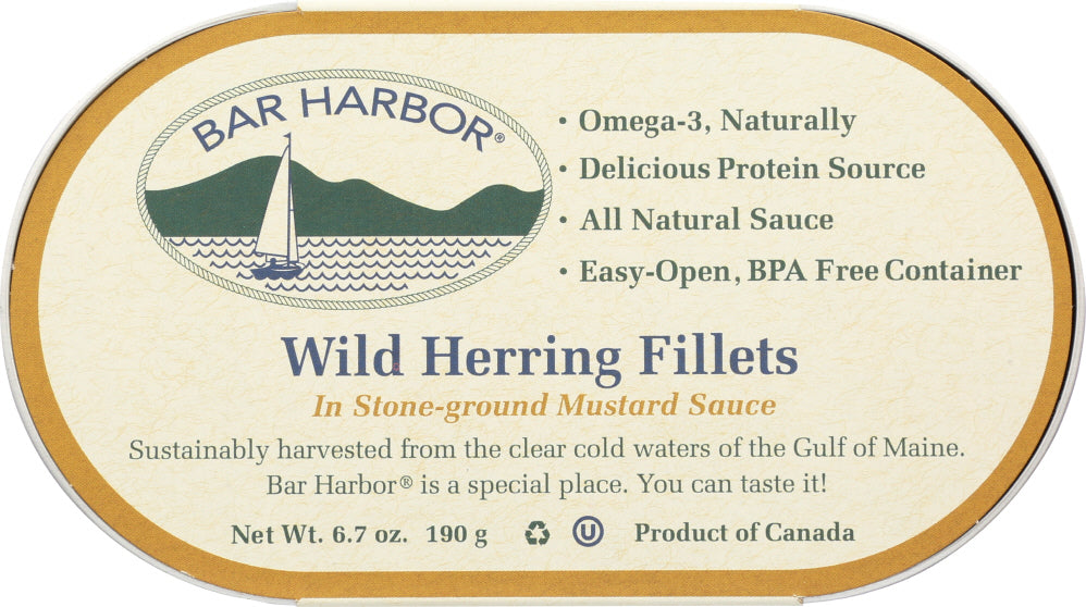 BAR HARBOR: Wild Herring Fillets In Stone-Ground Mustard Sauce, 6.7 oz - Vending Business Solutions