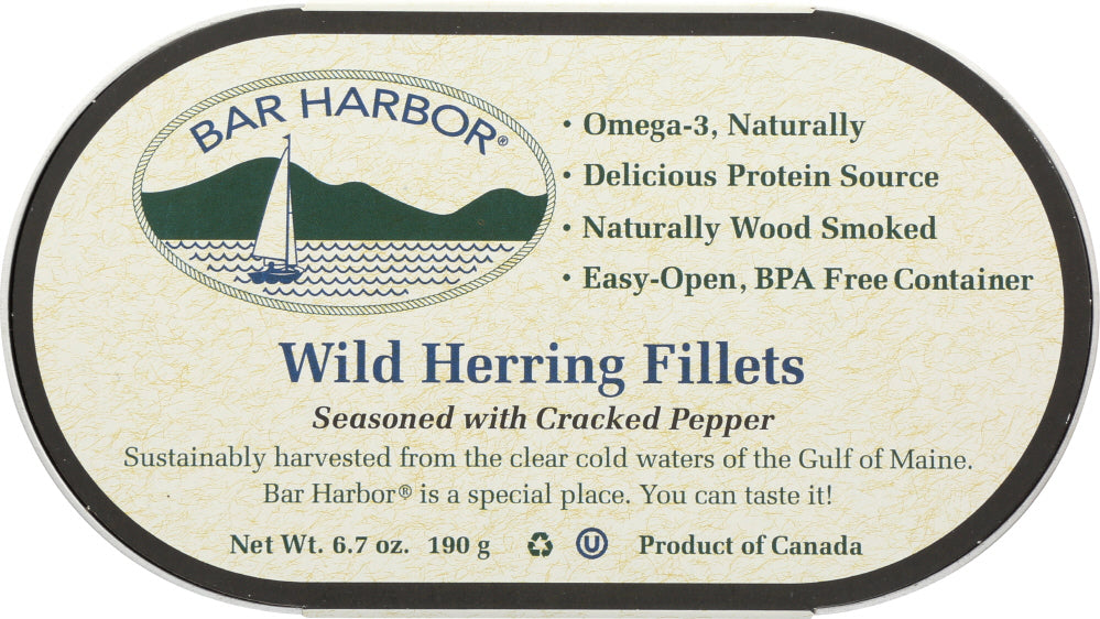 BAR HARBOR: Wild Herring Fillet Seasoned With Cracked Pepper, 6.7 oz - Vending Business Solutions