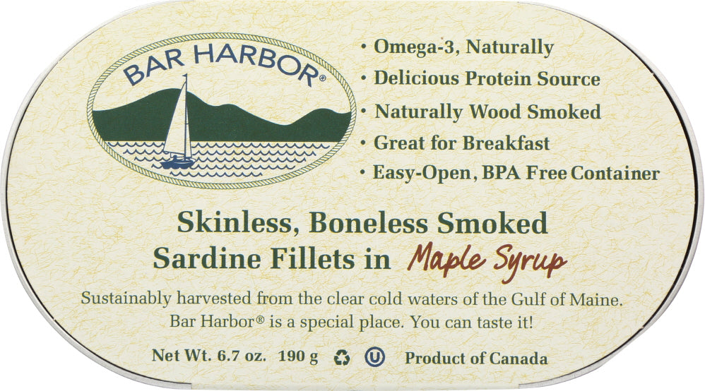 BAR HARBOR: Sardine Fillet Smoked Boneless, 6.7 oz - Vending Business Solutions