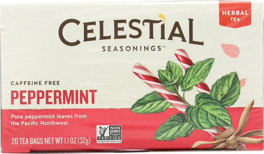 CELESTIAL SEASONINGS: Peppermint Herbal Tea Caffeine Free 20 Tea Bags, 1.1 oz - Vending Business Solutions