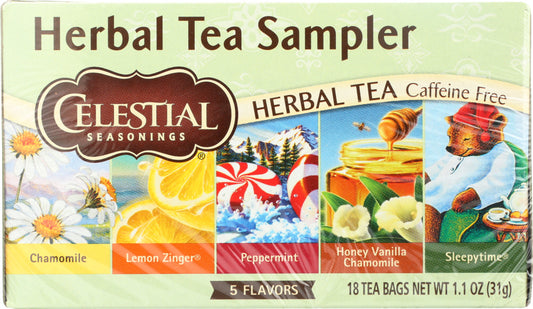 CELESTIAL SEASONINGS: Herbal Tea Sampler Caffeine Free 18 Tea Bags, 1.0 oz - Vending Business Solutions