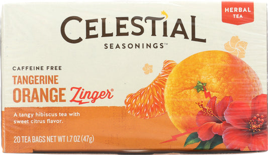 CELESTIAL SEASONINGS: Tangerine Orange Zinger Herbal Tea Caffeine Free 20 Tea Bags, 1.7 oz - Vending Business Solutions