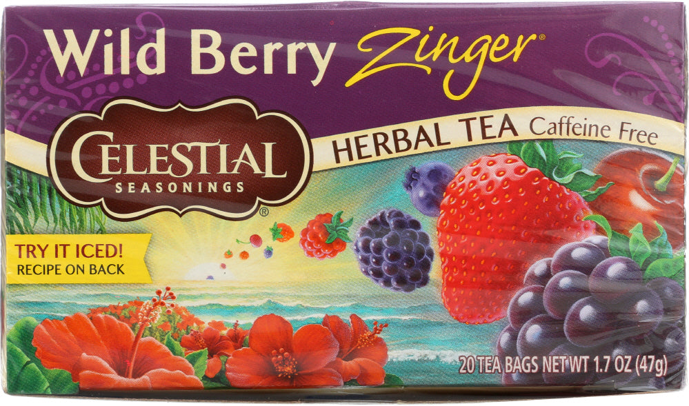 CELESTIAL SEASONINGS: Wild Berry Zinger Herbal Tea Caffeine Free 20 Tea Bags, 1.7 oz - Vending Business Solutions
