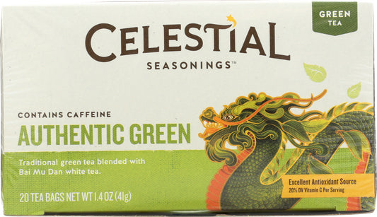 CELESTIAL SEASONINGS: Authentic Green Tea with White Tea 20 Tea Bags, 1.4 oz - Vending Business Solutions
