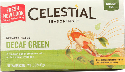 CELESTIAL SEASONINGS: Green Tea With White Tea Decaffeinated 20 Tea Bags,  1.2 oz - Vending Business Solutions