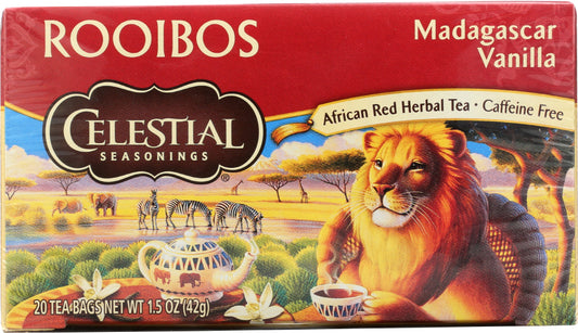 CELESTIAL SEASONINGS: Red Tea African Rooibos Caffeine Free Madagascar Vanilla 20 Tea Bags, 1.5 oz - Vending Business Solutions