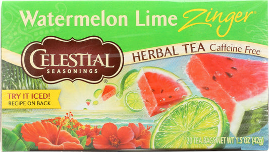 CELESTIAL SEASONINGS: Watermelon Lime Zinger Tea Pack of 20, 1.5 oz - Vending Business Solutions