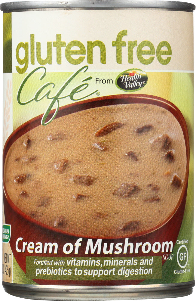 HEALTH VALLEY: Gluten Free Cafe, Cream of Mushroom Soup, 15 oz (425 g) - Vending Business Solutions