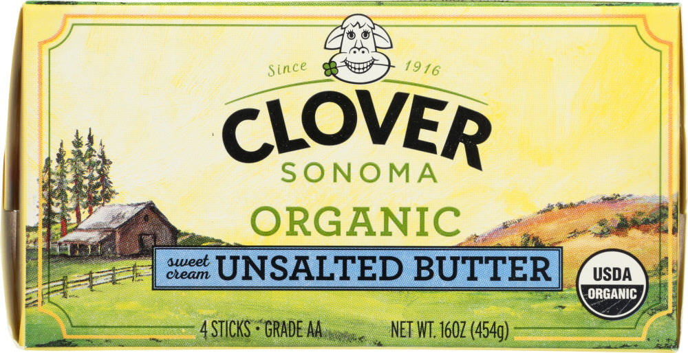 CLOVER SONOMA: Organic Unsalted Butter, 16 oz - Vending Business Solutions