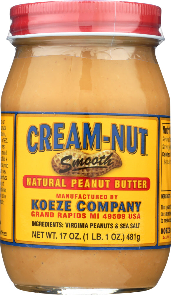 CREAM NUT: Peanut Butter Smooth Natural, 17 oz - Vending Business Solutions