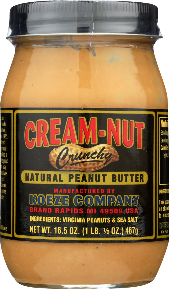 CREAM NUT: Peanut Butter Crunchy Natural, 16.5 oz - Vending Business Solutions