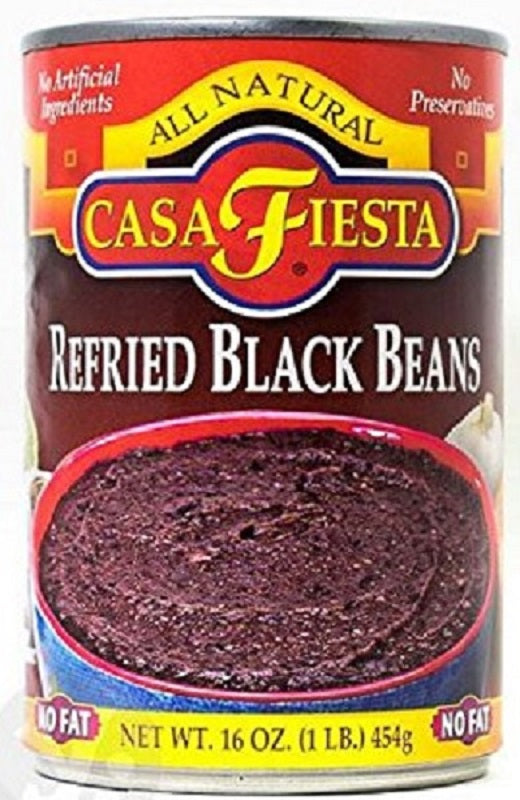 CASA FIESTA: Refried Black Beans No Fat, 16 oz - Vending Business Solutions