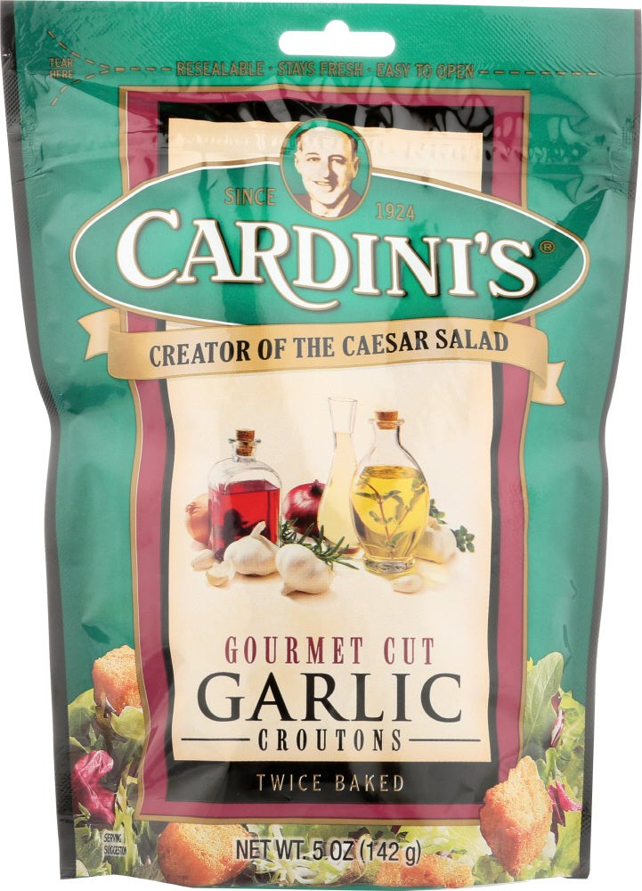 CARDINI'S: Gourmet Cut Garlic Croutons, 5 oz - Vending Business Solutions
