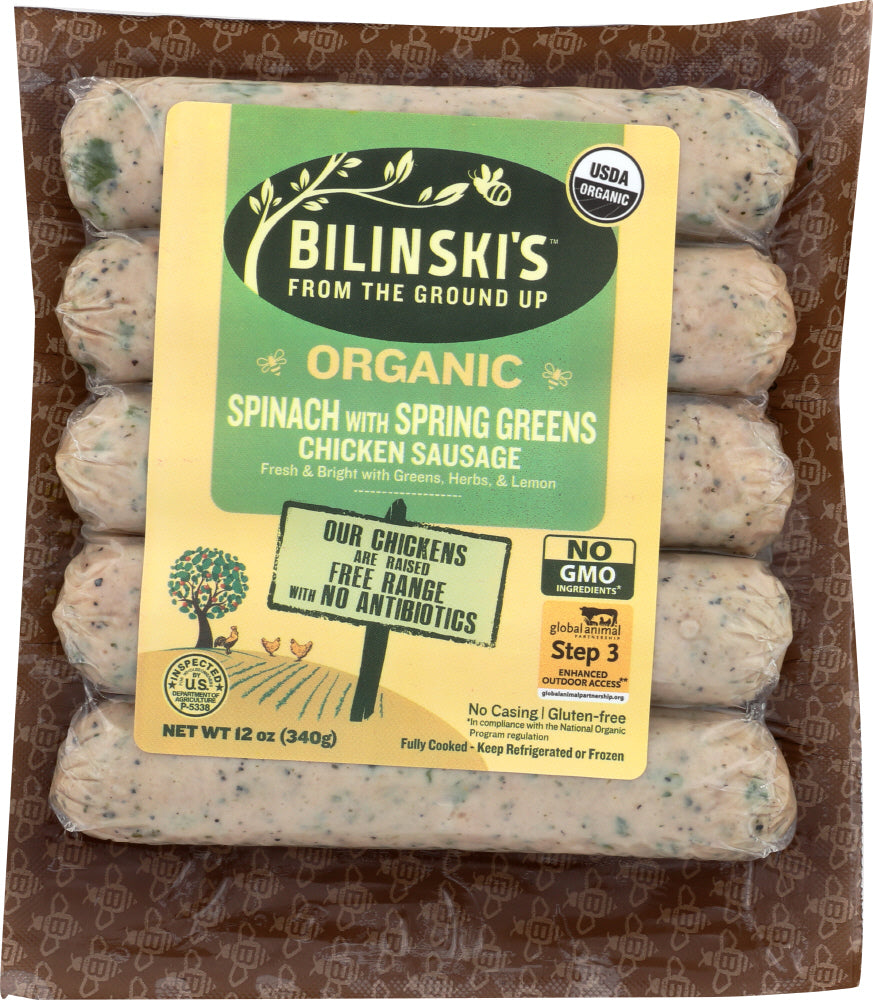 BILINSKIS: Spinach with Spring Greens Chicken Sausage, 12 oz - Vending Business Solutions