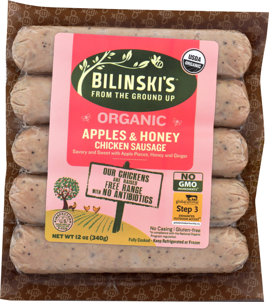 BILINSKIS: Organic Apples and Honey Chicken Sausage, 12 oz - Vending Business Solutions