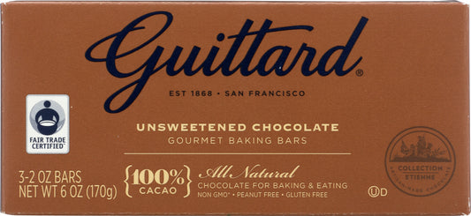 GUITTARD: Unsweetened Chocolate Gourmet Baking Bars, 6 oz - Vending Business Solutions