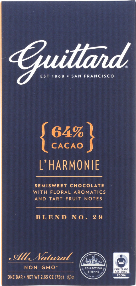 GUITTARD: 64% Cacao L’Harmonie Semi Sweet Chocolate, 2.65 oz - Vending Business Solutions