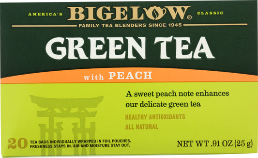 BIGELOW: Green Tea With Peach 20 Tea Bags, 0.91 oz - Vending Business Solutions